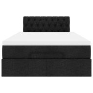 Османска легло с матрак, черно, 120x200 см, плат