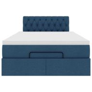 Османска легло с матрак, синьо, 120x200 см, плат