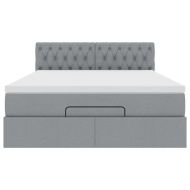 Османско легло с матрак Светло сиво 140x190 cm Плат