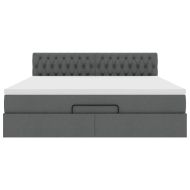 Османска легло с матрак, тъмносиво, 160x200 см, плат