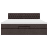 Османска легло с матрак, тъмнокафяво, 160x200 см, плат