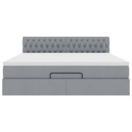 Османска легло с матрак, светлосиво, 180x200 см, плат