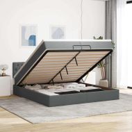 Османска легло с матрак, тъмносиво, 200x200 см, плат