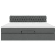 Османска легло с матрак, тъмносиво, 200x200 см, плат