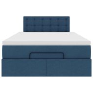 Османска легло с матрак, синьо, 120x200 см, плат