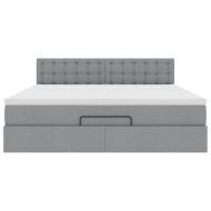 Османска легло с матрак, светлосиво, 160x200 см, плат