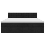 Османска легло с матрак, черно, 160x200 см, плат