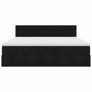 Османска легло с матрак, черно, 180x200 см, кадифе