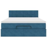 Османско легло с матрак Тъмно синьо 140x190cm кадифе