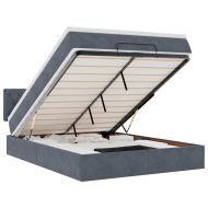 Османско легло с матрак Тъмно сиво 140x190cm кадифе