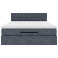 Османско легло с матрак Тъмно сиво 140x190cm кадифе