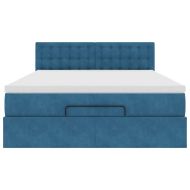 Османско легло с матрак Тъмно синьо 140x190cm кадифе