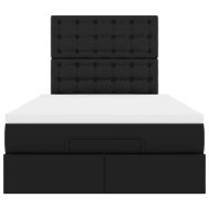 Османска легло с матрак, черно, 120x200 см, изкуствена кожа