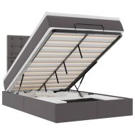 Османска легло с матрак, сиво, 120x200 см, изкуствена кожа