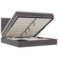 Османска легло с матрак, сиво, 180x200 см, изкуствена кожа