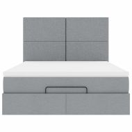 Османско легло с матрак Светло сиво 140x190 cm Плат