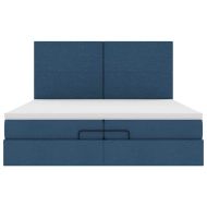 Османска легло с матраци, синьо, 200x200 см, плат