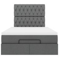 Османска легло с матрак, тъмносиво, 120x200 см, плат