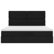 Османска легло с матрак, черно, 180x200 см, плат