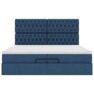 Османска легло с матраци, синьо, 200x200 см, плат