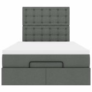 Османска легло с матрак, тъмносиво, 120x200 см, плат