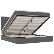 Османска легло с матраци, тъмносиво, 200x200 см, плат