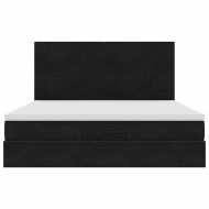 Османска легло с матраци, черно, 180x200 см, кадифе