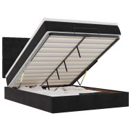 Османско легло с матраци черно 140x190cm кадифе