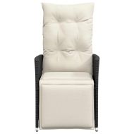 Накланящ се градински стол с възглавници, черен, полиратан