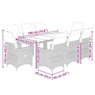 Градински бистро комплект с възглавници 9 части кафяв полиратан