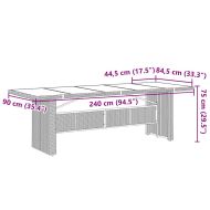 Градински бистро комплект с възглавници 9 части кафяв полиратан