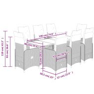 Градински бистро комплект с възглавници 9 части кафяв полиратан