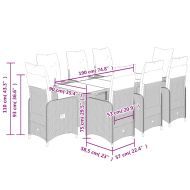 Градински бистро комплект с възглавници 9 части кафяв полиратан