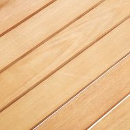 Външен трапезен комплект от 7 части, полиратан и акация, сиво