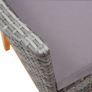 Външен трапезен комплект от 7 части, полиратан и акация, сиво