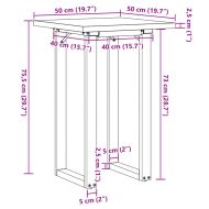 Трапезна маса О-образна рамка 50x50x75,5 см бор масив и чугун