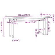 Кафе маса О-образна рамка 110x40x45 см бор масив и чугун