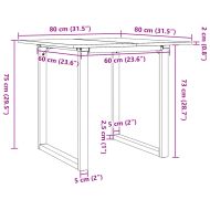 Трапезна маса О-образна рамка 80x80x75 см бор масив и чугун
