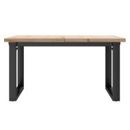 Кафе маса О-образна рамка 80x80x45,5 см бор масив и чугун