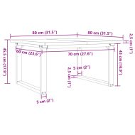 Кафе маса О-образна рамка 80x80x45,5 см бор масив и чугун