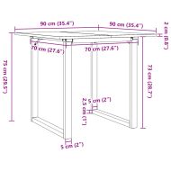Трапезна маса О-образна рамка 90x90x75 см бор масив и чугун