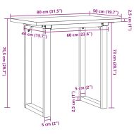 Трапезна маса О-образна рамка 80x50x75,5 см бор масив и чугун