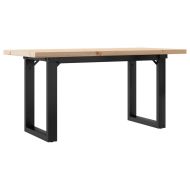 Кафе маса О-образна рамка 100x50x45,5 см бор масив и чугун