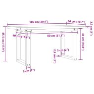 Кафе маса О-образна рамка 100x50x45,5 см бор масив и чугун
