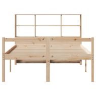 Легло с етажерка за книги, без матрак, 140x190 см, бор масив