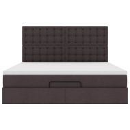 Османска легло с матрак и LED, тъмнокафяво, 160x200 см, плат