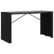 Градински трапезен комплект, 9 части, черен полиратан