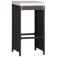 Градински трапезен комплект, 9 части, черен полиратан