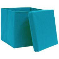 Кутии за съхранение с капаци 4 бр бебешко сини 32x32x32 см плат