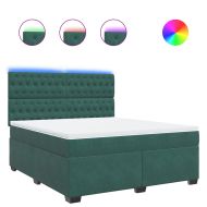 Боксспринг легло с матрак, тъмнозелено, 180x200 см, кадифе